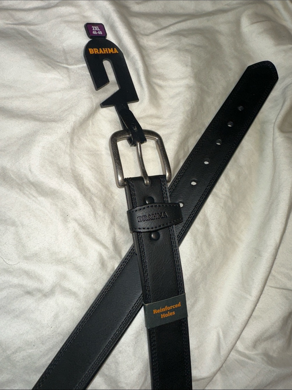 Brahma Black Men's Leather Belt with Metal Buckle